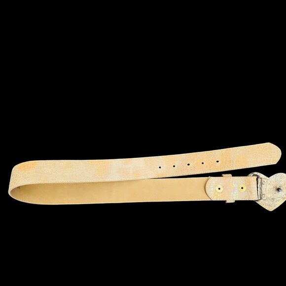 Leatherock Rainbow Heart Leather Belt 70’s Jewels Rhinestone Rare Boho M 32 Love - Picture 2 of 9